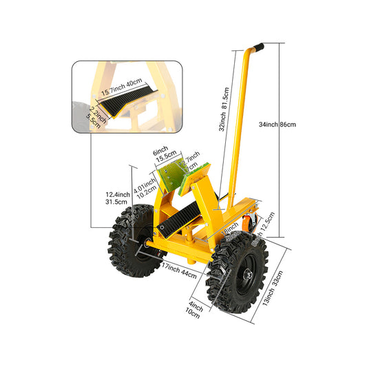 880lbs Heavy Duty Material Cart - 13 Inch All-Terrain Dolly w/Pneumatic Tires for Drywall, Door Panels & Job Site Transport, Non-Slip Handle Grip