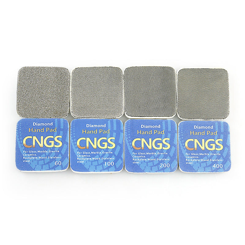 4PCS Diamond Hand Polishing Pads - 60/100/200/400 Grit Multi-Surface Grinding Kit for Rock, Glass, Marble, Quartz & Tile Edges