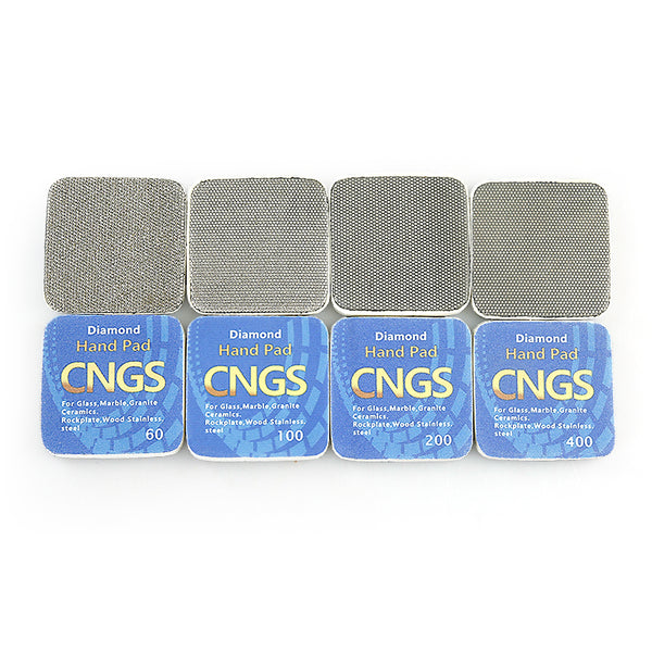 4PCS Diamond Hand Polishing Pads - 60/100/200/400 Grit Multi-Surface Grinding Kit for Rock, Glass, Marble, Quartz & Tile Edges