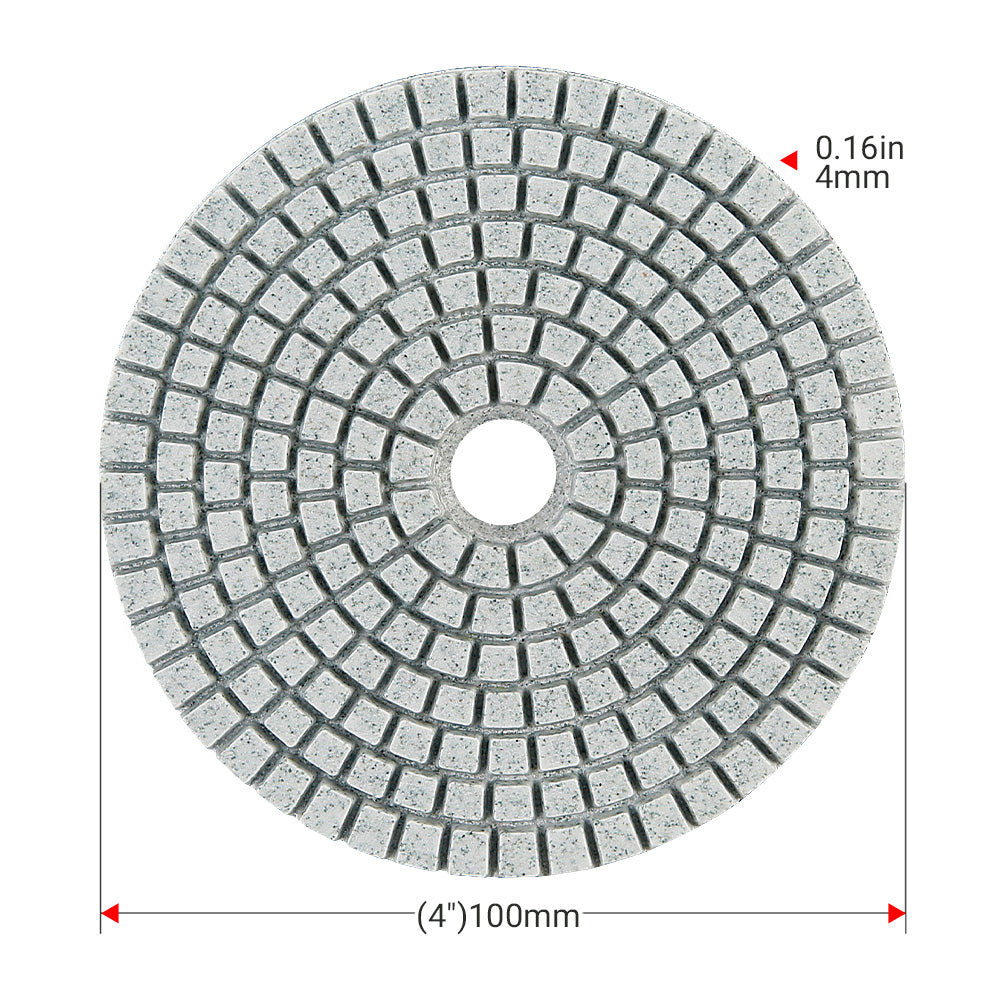 16-teiliges 4"/100-mm-Diamant-Polierpad-Set – 5/8"-11 M14 M10 Schleifscheiben für Granit, Marmor, Beton und Stein – Zubehör für professionelle Nass-Winkelschleifer