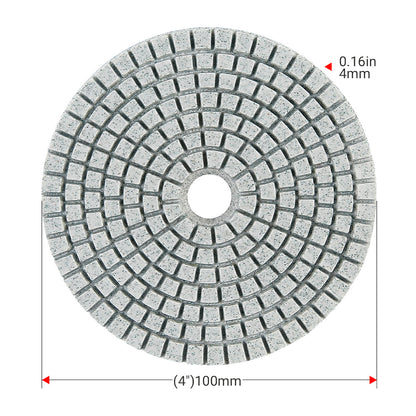 16PC 4"/100mm Diamond Polishing Pad Kit - 5/8"-11 M14 M10 Grinding Discs for Granite, Marble, Concrete & Stone - Wet Professional Angle Grinder Accessories