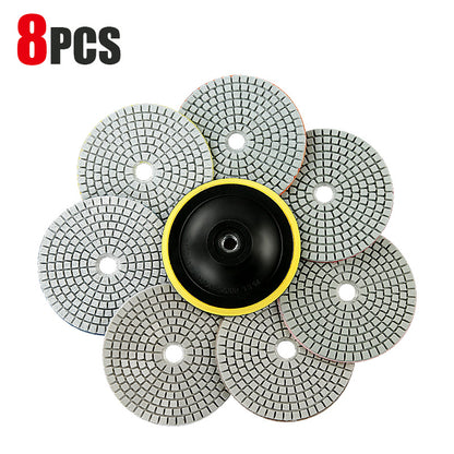 8PCS/Set 4" (100mm) Diamond Polishing Pads Kit - Wet Grinding Discs for Granite, Marble, Concrete & Stone - 5/8-11 M14 M10 Angle Grinder Professional Polishing Set