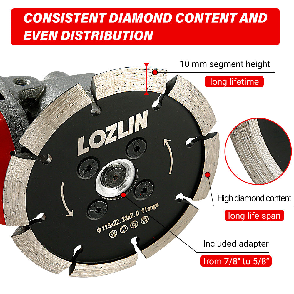 4,5 Zoll (115 mm) V-förmiges Diamantsägeblatt – Robustes Nutenfräsen in Beton und Schneiden von Steinwänden – 5/8-11 Winkelschleifblätter für Bodenreparatur und -renovierung