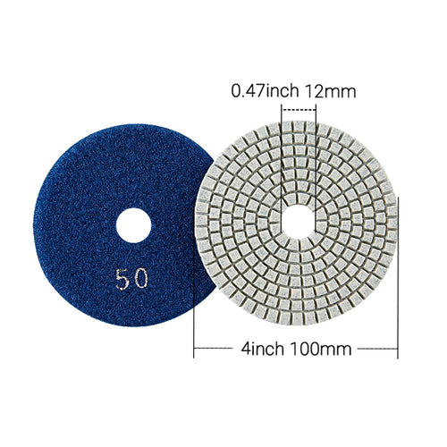 11-teiliges Set 4" Nass-Diamantpolierpads - Körnung #50-#3000 für Granit, Beton, Marmor & Stein, Schleifpad-Kit für Nassschliff