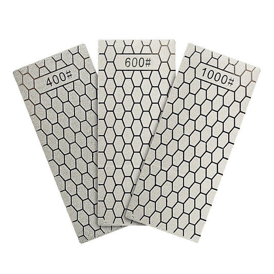 Diamond Stone Set - Coarse/Med/Fine 400-600-1000 Grit for Sharpening Knives & Tools, Diamond Lapping Plate Kit