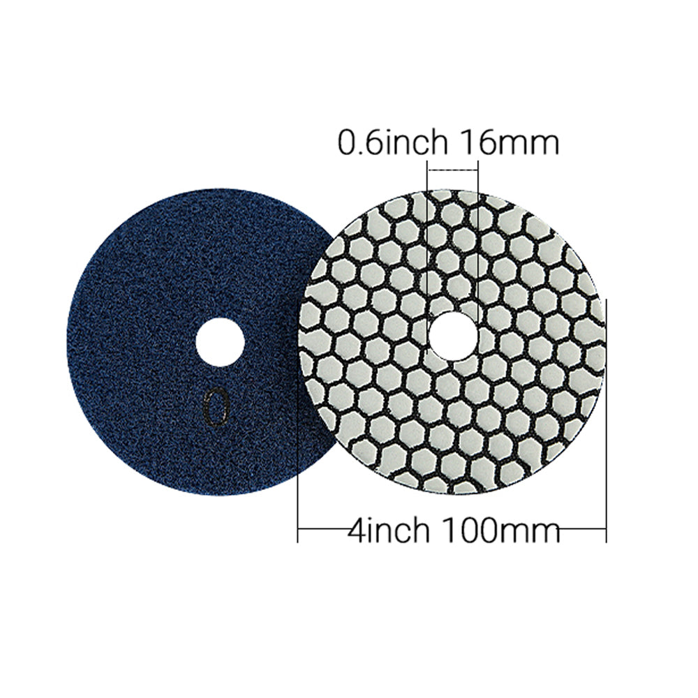 8 Stk. 4" Trockene Diamantpolierpads-Kit – Körnung 50#-3000# für Granit/Marmorstein, Winkelschleifer-Polierscheiben