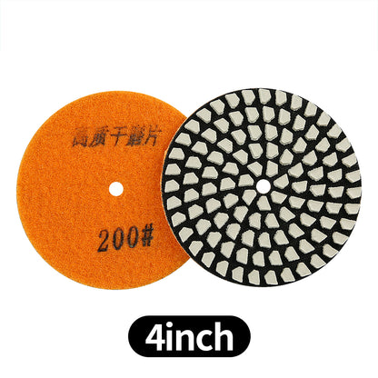 8PCS/set 4Inch Dry Diamond Pads - 50#-3000# Grit Marble/Quartz Stone Angle Grinder Polishing Disc
