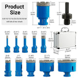 11-teiliges Trocken-Diamantbohrer-Set (6–68 mm) – kein Wasser erforderlich für Porzellanfliesen/Granit/Glas – inkl. Aufbewahrungskoffer und Winkelschleifer-Adapter