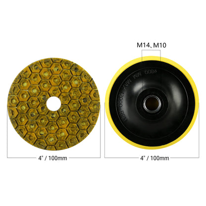 5PCS 4"(100MM) Diamond Polishing Pads Wet/Dry - Metal Pellet Grinding Disc for Granite, Marble, Concrete & Stone - Angle Grinder Tool for Countertop/Floor
