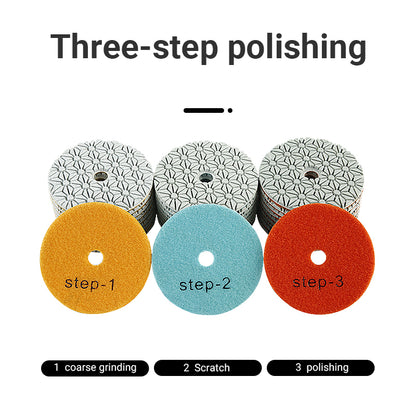 4PCS 100mm (4") Diamond Polishing Pads - Wet Use for Marble, Quartz & Granite - 3-Step Grinding/Polishing Kit for Angle Grinders