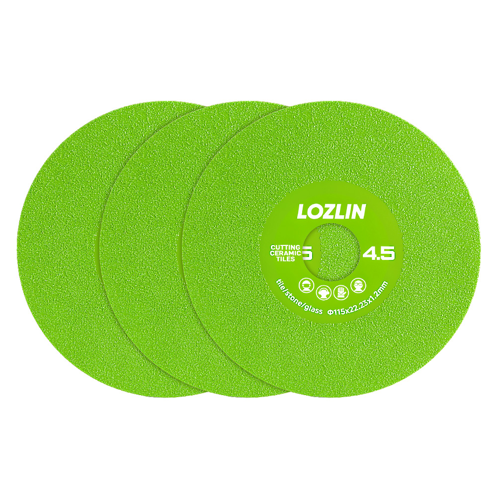LOZLIN 3Pcs 115mm Extra Wide Fine Sanding Discs, 22.23mm Arbor for Rock Plate Tile Ceramic Marble Trimming & 45° Chamfering