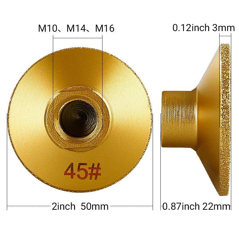 2 Zoll gelöteter Diamant-Flachschleifkopf, Stein, klarer Boden, Marmor, Quarzstein, Fliesen, Schleifkante, Eckverbindung, Grobschleifen, Nivellierung, Winkelschleifer, Schleifkopf
