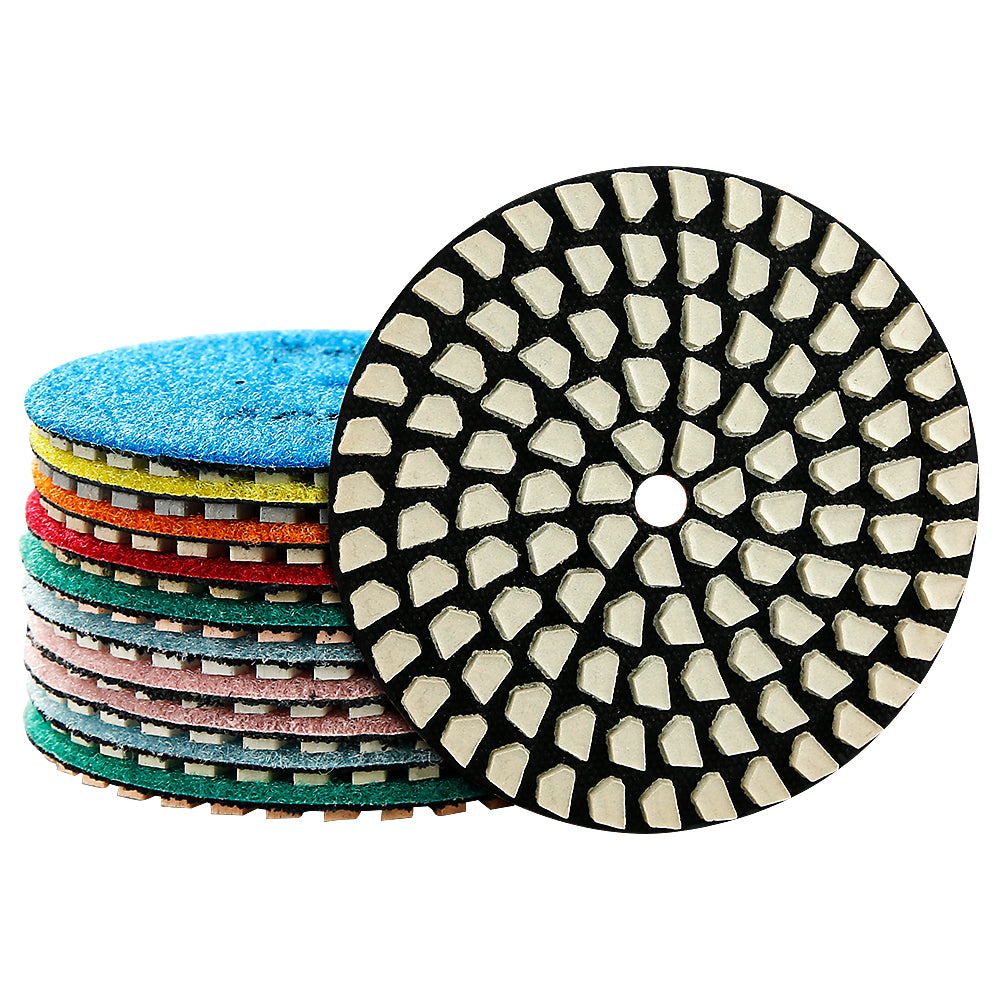 8PCS/Set 4 Zoll Trocken-Diamantpads - 50#-3000# Körnung Marmor/Quarzstein Winkelschleifer Polierscheibe