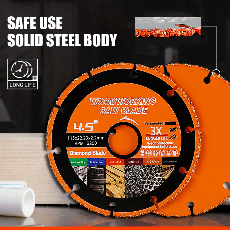 2 STK./5 STK. 4,5-Zoll-Hartmetallsägeblätter – Schneiden von Holz mit Nägeln und Metall, Anti-Rückschlag-Design – Winkelschleiferblätter für sicheres und schnelles Schneiden (115 mm)