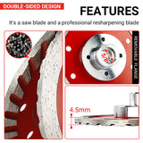 4.3" (110mm) Diamond Saw Blade - Cutting & Grinding for Granite, Concrete & Stone - 5/8-11 M14 M10 Arbor Angle Grinder Blade for Chamfering/Trimming/Shaping