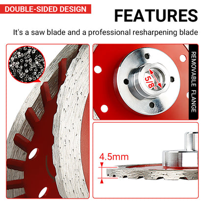4.3" (110mm) Diamond Saw Blade - Cutting & Grinding for Granite, Concrete & Stone - 5/8-11 M14 M10 Arbor Angle Grinder Blade for Chamfering/Trimming/Shaping