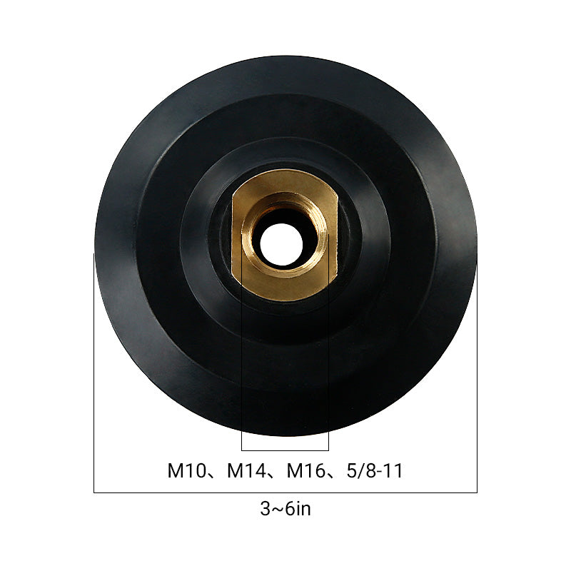 3-4-5 Zoll (100–125 mm) Gummi-Schleifscheibe – 5/8-11 M10 M14 M16 Gewinde Winkelschleifer-Pad für Trocken-/Nassschleifen und Polieren – Klettverschluss-Rückseite für Schleifpapier und Schleifmittel