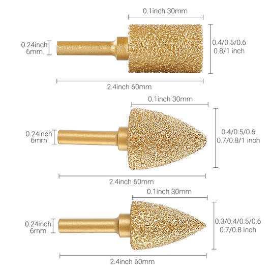 6mm Shank Diamond Grinding Head Set - Rotary Tool Bits for Metal Grinding, Stone Carving & Steel Deburring Engraving Tools
