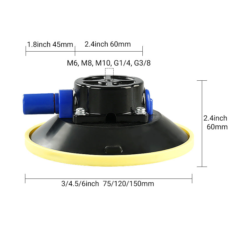 4,5" - 6" Vakuum-Saugnapf mit Handpumpe - Kofferraum-Montagewerkzeug für Autoreparatur und Heimwerken - Hebevorrichtung für mehrere Oberflächen für Glas/Fliesen/Stein