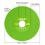 LOZLIN 3Pcs 115mm Extra Wide Fine Sanding Discs, 22.23mm Arbor for Rock Plate Tile Ceramic Marble Trimming & 45° Chamfering