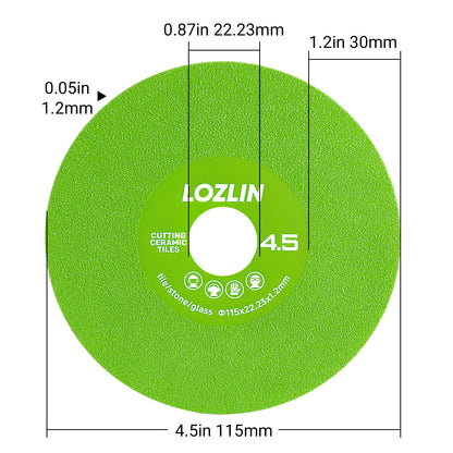 LOZLIN 4.5” /115mm 22.23 diameter of hole Rock plate flat grinding disc tile ceramic marble trimming 45 chamfering sanding saw blade extra wide fine sanding saw blade
