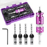 5Pcs Hex-Shaft Woodworking Countersink Drill Bit with Scale, Adjustable High-Hardness Tungsten Carbide Bit for Self-Tapping Screws