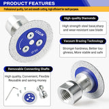 3PCS 2"(50mm) Diamond Saw Blade w/ Flange - Multi-Material Cutting/Engraving Disc for Tile, Marble, Concrete, Ceramic & Metal/PVC - Angle Grinder Tool 5/8-11 M14 M10