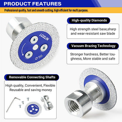 3PCS 2"(50mm) Diamond Saw Blade w/ Flange - Multi-Material Cutting/Engraving Disc for Tile, Marble, Concrete, Ceramic & Metal/PVC - Angle Grinder Tool 5/8-11 M14 M10
