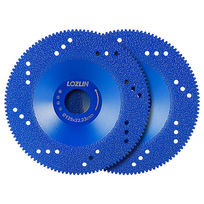 2PCS 5" (125mm) Diamond Grinding Wheels - Brazed Cup Blades for Quartz, Marble & Tile Edges - Dry Cutting & Chamfering Discs for Angle Grinders
