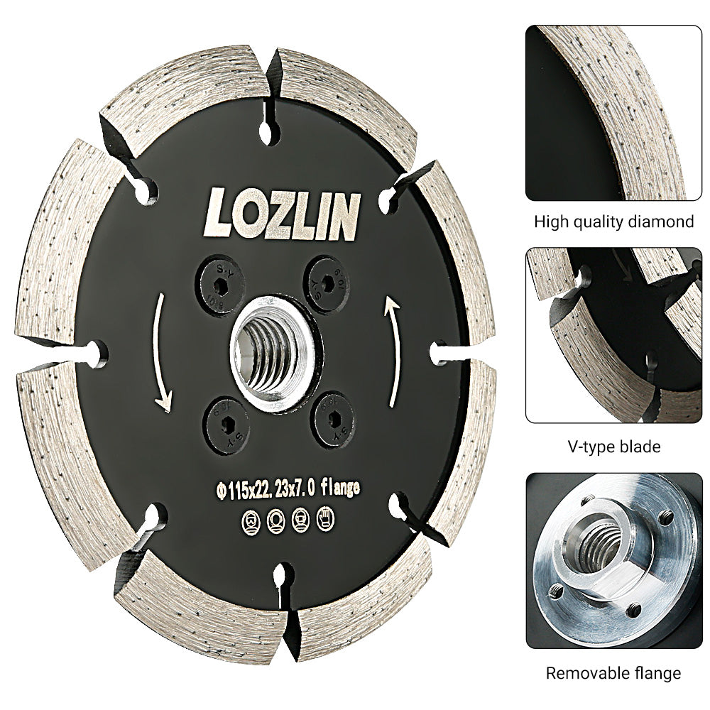 4,5 Zoll (115 mm) V-förmiges Diamantsägeblatt – Robustes Nutenfräsen in Beton und Schneiden von Steinwänden – 5/8-11 Winkelschleifblätter für Bodenreparatur und -renovierung
