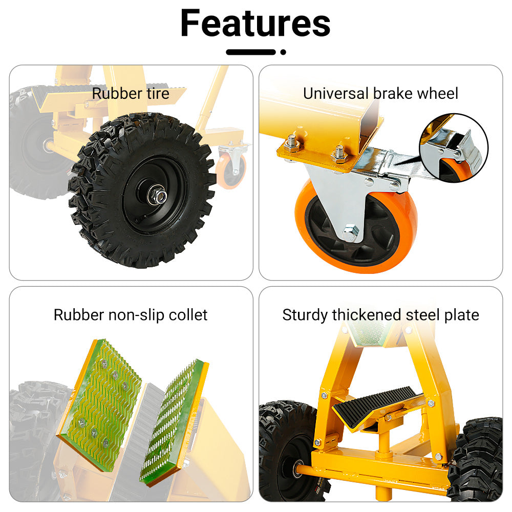 880lbs Heavy Duty Material Cart - 13 Inch All-Terrain Dolly w/Pneumatic Tires for Drywall, Door Panels & Job Site Transport, Non-Slip Handle Grip