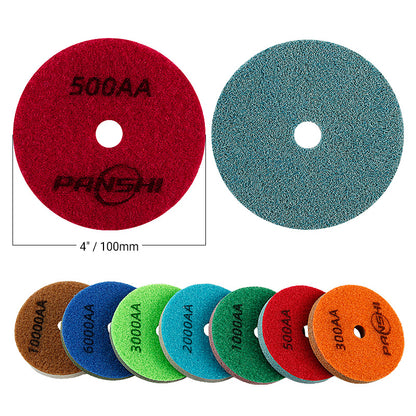 8PCS/Set Diamond Sponge Polishing Pads Set - Wet Buffing Discs for Granite, Marble & Artificial Stone - Complete 8-Step Surface Restoration & Cleaning Kit