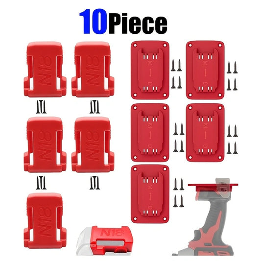 10Pcs Wall Mount Tool Holder Bracket, Red for Milwaukee M18, Yellow for Dewalt 20V Max, Heavy Duty ABS Drill Hanger with Mounting Screws, Easy Installation