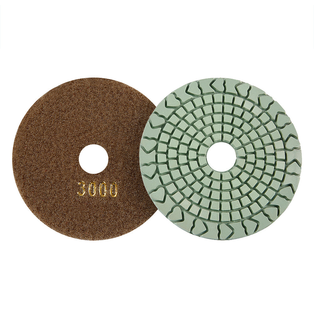 8-teiliges Set 4-Zoll Nass-Diamantpads – Körnung 50# bis 3000# für Granit/Beton/Marmor, Nassschleif- und Polierset