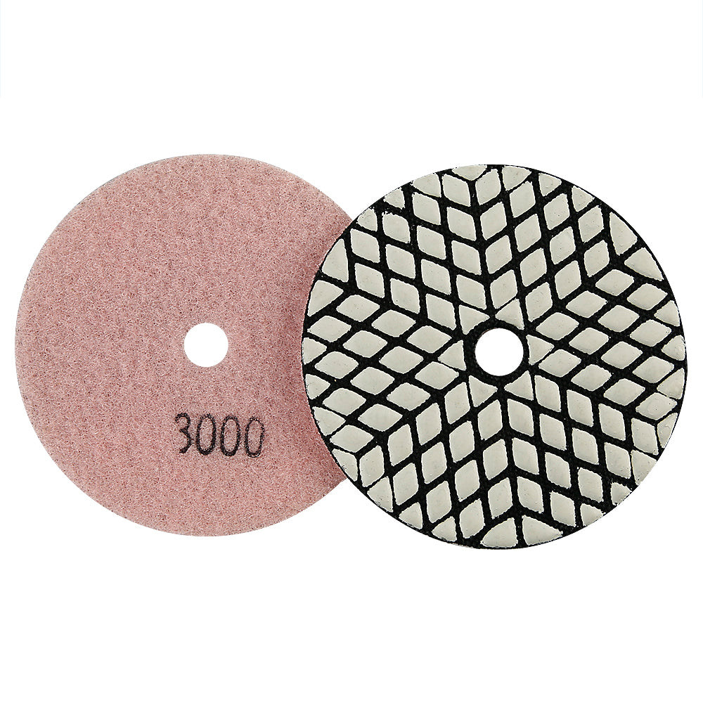 8PCS 4" Dry Diamond Polishing Pads Kit - 50#-3000# Grit for Granite/Marble/Stone, Grinder Polish Discs