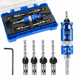 5Pcs Hex-Shaft Woodworking Countersink Drill Bit with Scale, Adjustable High-Hardness Tungsten Carbide Bit for Self-Tapping Screws
