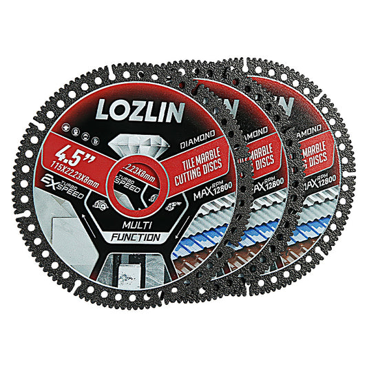LOZLIN 4.5"(115mm) Diamond Tile Cutting Blades - Ultra-Thin Dry Cutting Disc for Ceramic, Marble, Granite - Angle Grinder Blades& Durable for Masonry/Construction