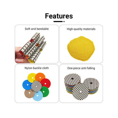 8PCS/set 4" Dry Diamond Polishing Pads Kit - 50#-3000# Grit for Granite/Marble Stone,  Grinder Polishi Discs