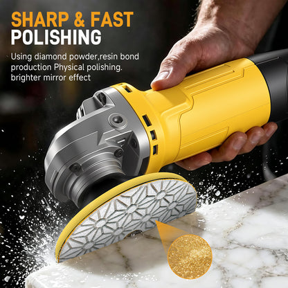 4PCS 100mm (4") Diamond Polishing Pads - Wet Use for Marble, Quartz & Granite - 3-Step Grinding/Polishing Kit for Angle Grinders