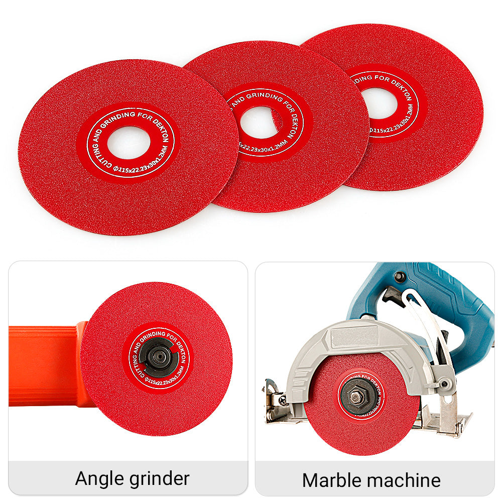 LOZLIN 4.5"/115mm Diamond Saw Blades 22.23 - for Cutting, Grinding & 45° Chamfering Tile/Marble - Extra-Wide Fine Sanding Discs for Stone Grinding