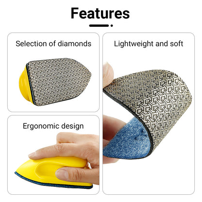 5PCS/Set Diamond Hand Polishing Pads - Edge Trimming, Deburring & Chip Repair Tool for Tile, Slab, Glass - Manual Grinding & Polishing Kit with Abrasive Discs