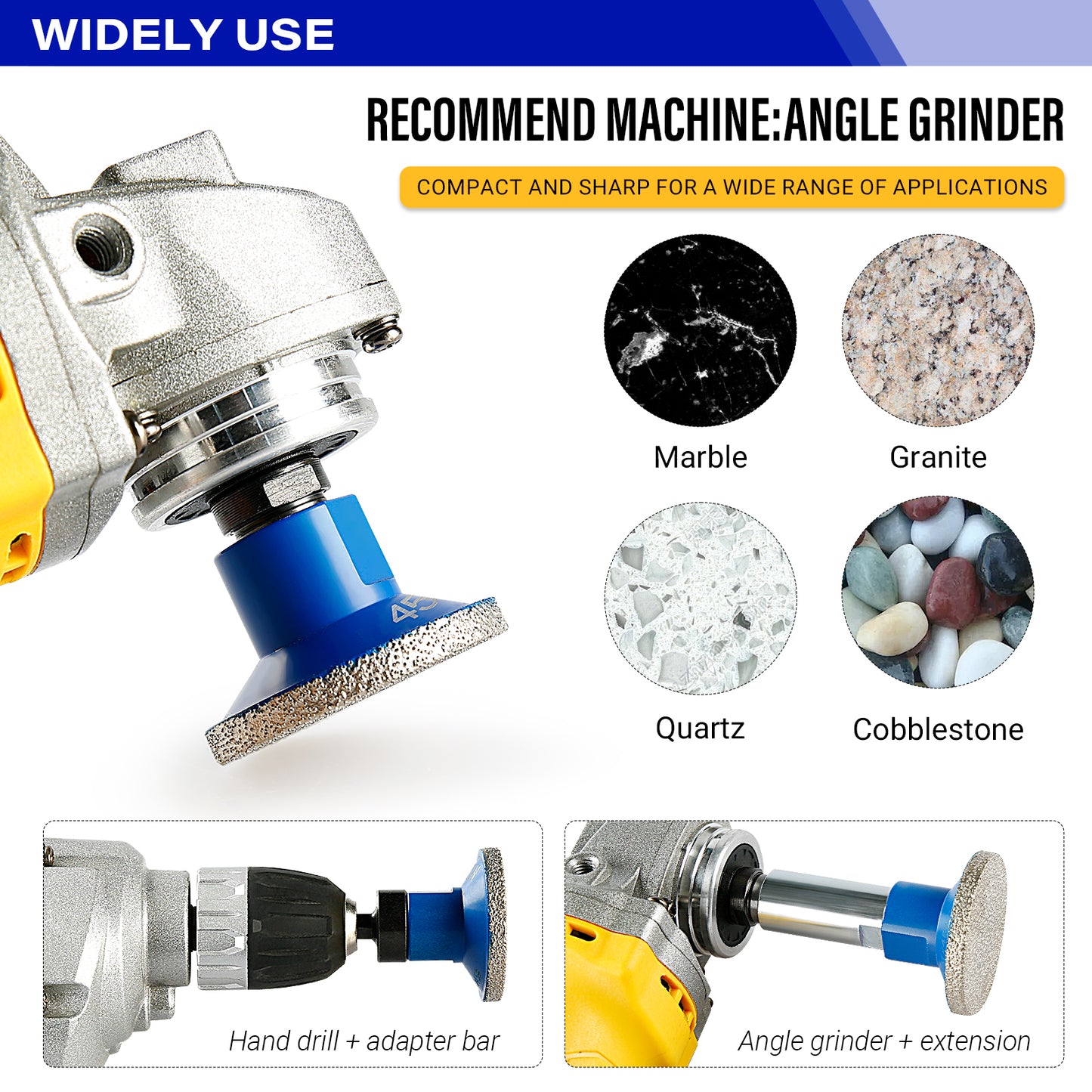 LOZLIN 2" (50mm) Diamond Flat Grinding Disc - Countertop Joint & Edge Grinding for Quartz, Marble, Tile - 5/8-11 M14 M10 Angle Grinder Mounted Stone Tool