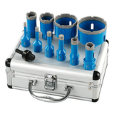 11-teiliges Trocken-Diamantbohrer-Set (6–68 mm) – kein Wasser erforderlich für Porzellanfliesen/Granit/Glas – inkl. Aufbewahrungskoffer und Winkelschleifer-Adapter