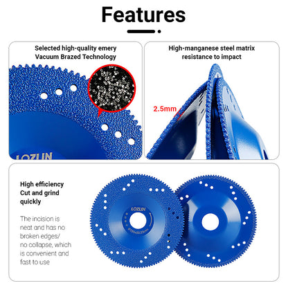 2PCS 5" (125mm) Diamond Grinding Wheels - Brazed Cup Blades for Quartz, Marble & Tile Edges - Dry Cutting & Chamfering Discs for Angle Grinders