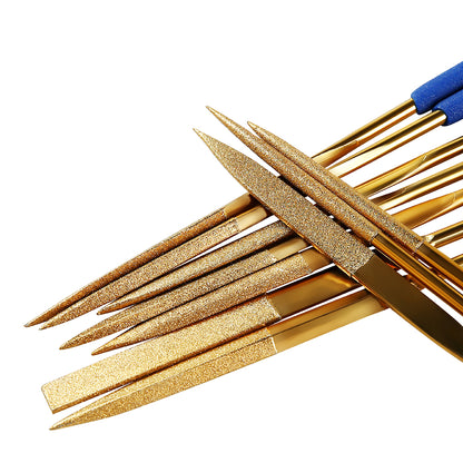 10-piece file set for polishing and grinding metal, wood, glass, and jewelry