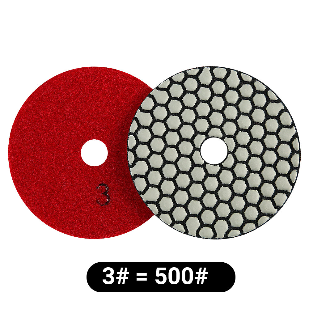 8 Stk. 4" Trockene Diamantpolierpads-Kit – Körnung 50#-3000# für Granit/Marmorstein, Winkelschleifer-Polierscheiben