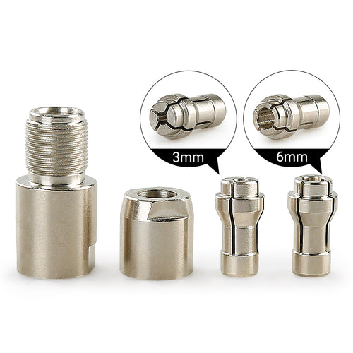 1/8"/1/4" (3MM/6MM) Winkelschleifer-zu-Geradschleifer-Umrüstsatz - Doppelspannzangen-Schleifkopf zum Schnitzen/Polieren/Schneiden, kompatibel mit Standard-Winkelschleifern