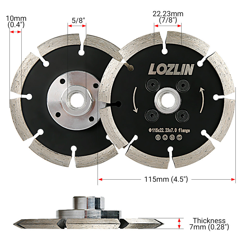 4,5 Zoll (115 mm) V-förmiges Diamantsägeblatt – Robustes Nutenfräsen in Beton und Schneiden von Steinwänden – 5/8-11 Winkelschleifblätter für Bodenreparatur und -renovierung
