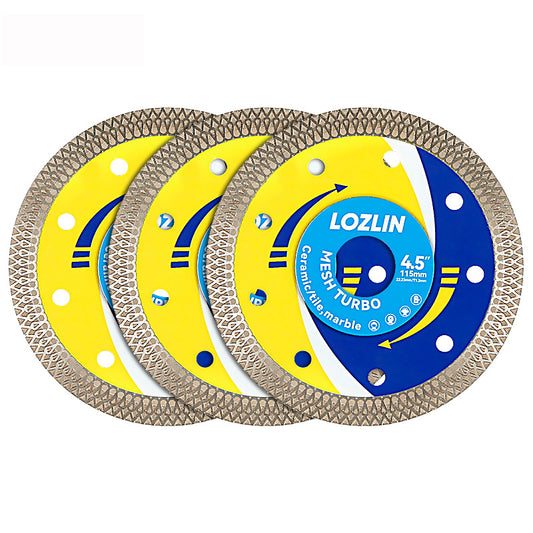 4.5"(115mm) Diamond Mesh Turbo Blades - Ultra Thin Dry Cutting for Tile, Stone & Ceramic - No Chipping Angle Grinder Saw Blades