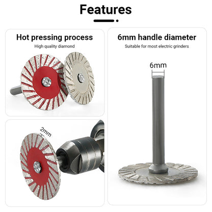 5PCS 1.5" (40mm) Diamond Stone Carving Blades - Serrated Edge for Engraving/Cutting Marble, Granite & Tile - Rotary Tool Saw Blades with Handle